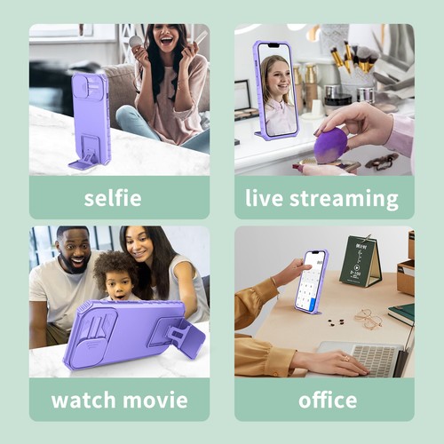 For iPhone 16 Pro Max 15 14 13 12 11 Grip Shockproof Stand Camera Slide Case - 第 71/100 張圖片