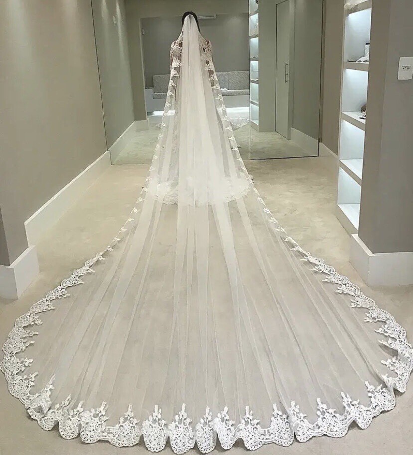 White ivory 10, 13, 16 ft Cathedral wedding veil ￼listing 