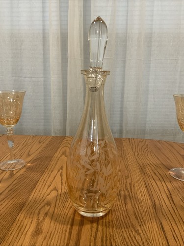 Amber Wine / Water Goblets Set Of 6 & Decanter Home Essentials Remembrance 9” - Picture 2 of 8