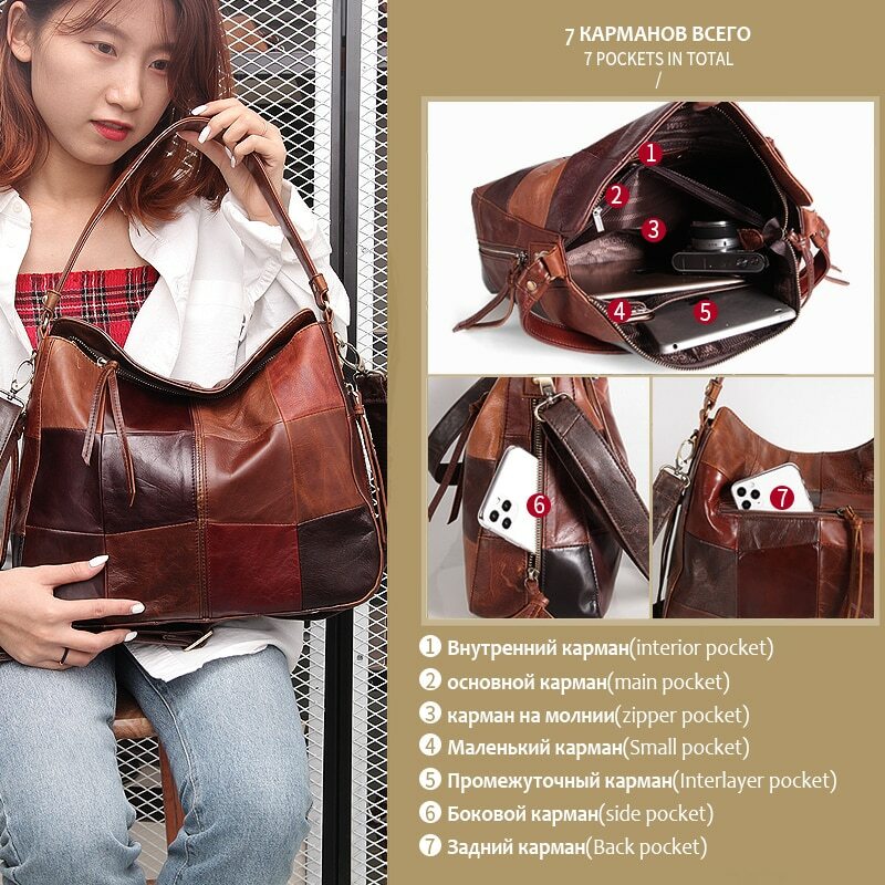 Cobbler Legend Women Bag Genuine Leather Ladies Bucket Bag Pocket 