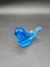 VTG. Art Glass Blue Bird of Happiness Signed Leo Ward '91'