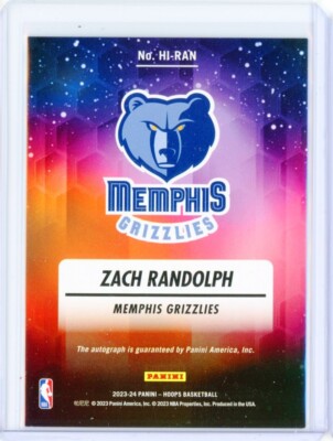 2023-24 Panini NBA Hoops ZACH RANDOLPH Grizzlies AUTO Autograph 
