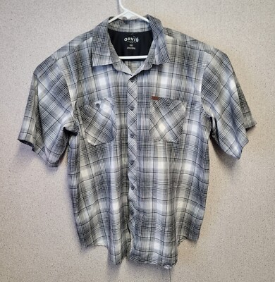 Chemise Orvis Homme – Manches Courtes, Gris Plaid, Randonnée Extérieur, Taille L, Occasion