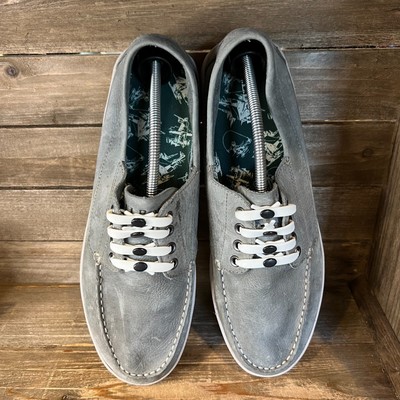 Mens LL Bean Gray Nubuck Leather Boat Deck Slip On Loafers  display picture 3
