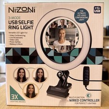 NIB Nizoni USB Selfie Ring Light LED 3 Mode Wired Controller