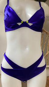 Agent Provocateur 34DD popper bra crotchless briefs Janet purple satin ouvert