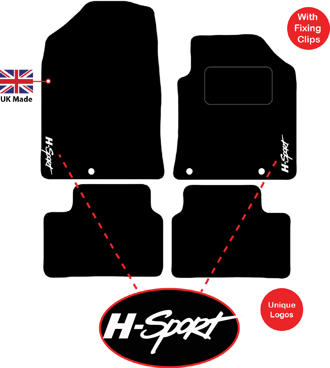 Tailored Carpet Floor Car Mats to fit Hyundai i30 2017 Onwards logos ...