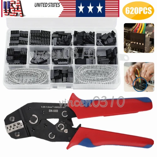 620Pcs Assorted 2.54mm Dupont Wire Cable Jumper Header Connector Kit & M/F Crimp