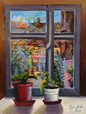 Original Oil Painting on canvas "My window ",60cmx80cm,Signed