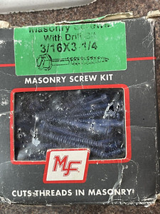 MASONRY SCREWS 3/16 X3 1/4 CUTS THREADS IN MASONRY rust resistant 2 + LBS BLUE