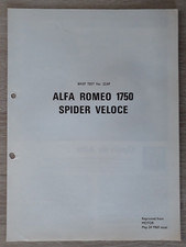 Alfa Romeo 1750 Spider Veloce Road Test Brochure 1969 - Motor Magazine