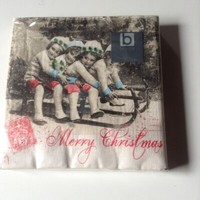 20 Servietten Broste Copenhagen Weihnachten Nostalgic Schlittenfahrt 33X33Cm