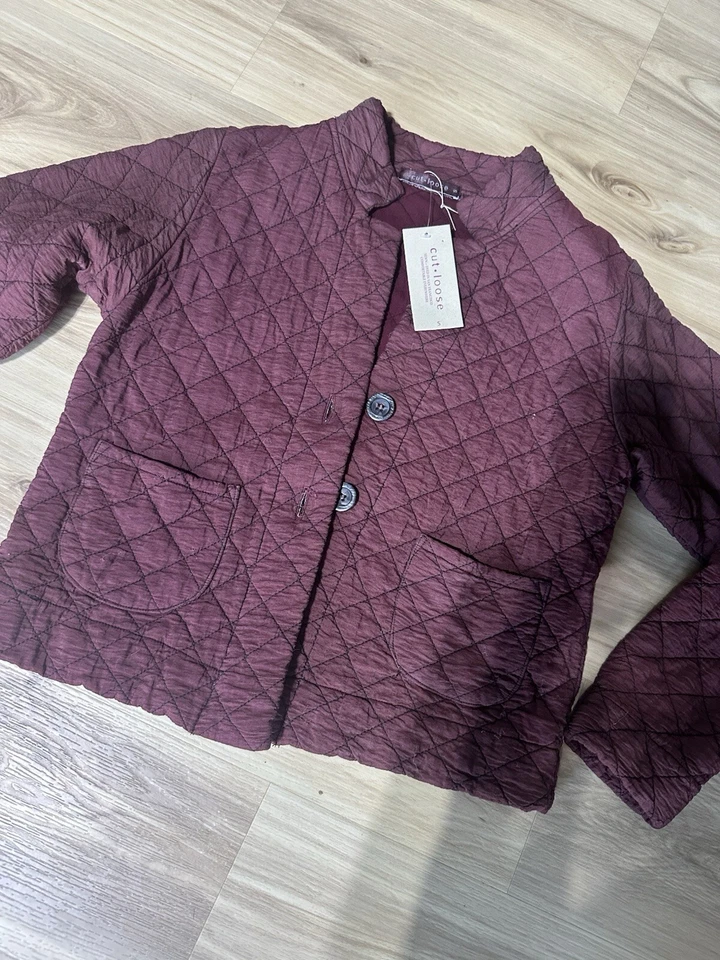 Chaqueta acolchada para mujer marca de diseñador CUT LOOSE talla S vino tinto/burgendy Foto 2 de 3