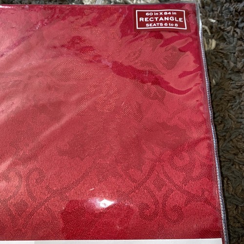 NORTH POLE TRADING CO Red Poinsettia Rectangle Tablecloth 60 X 84 New - Picture 2 of 8