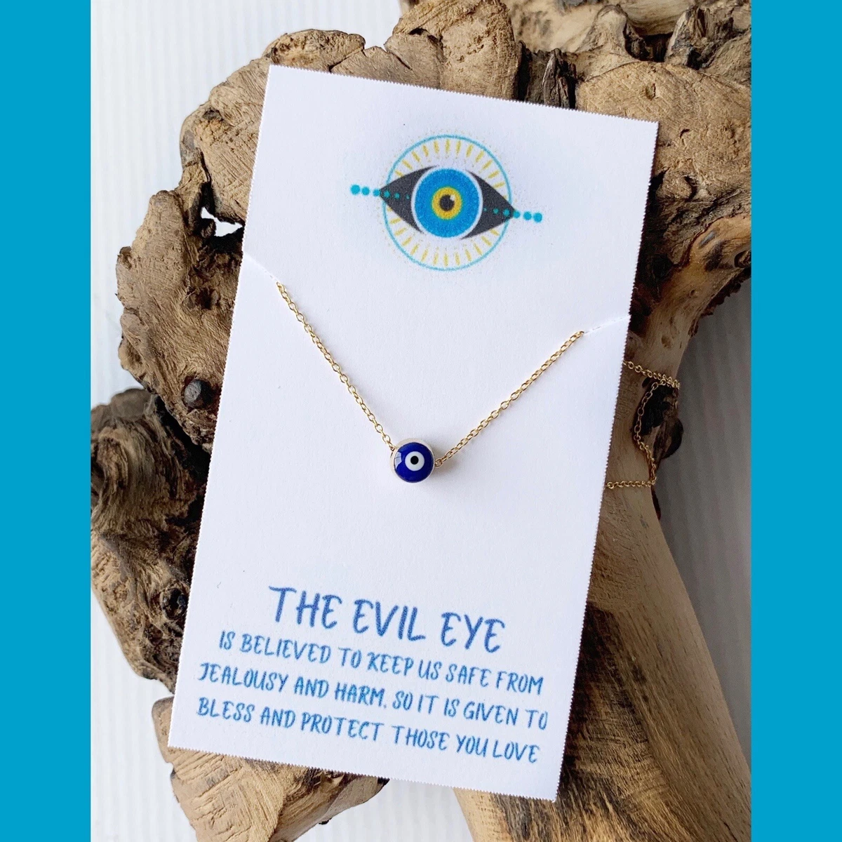 Evil Eye Necklace Gold, Kabbalah Necklace, Dainty Evil Eye Necklace