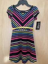2-HIP by Wrapper Girls Short Sleeve Dress Multi Color Stripe Size 7