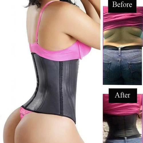UK LATEX Waist Trainer Cincher Girdle Long Torso Shaperwear Tummy Control Shaper - Picture 4 of 23