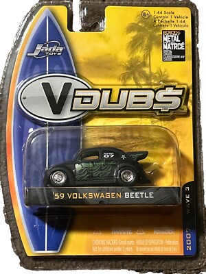 Jada ~ VDubs ~ VW 1959 Volkswagen Beetle Wave 3 ~ 1:64 ~ Flat Black & Green