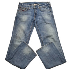 True Religion Jeans Mens 36x33 Thick Stitch Straight Made in USA Flap Pocket