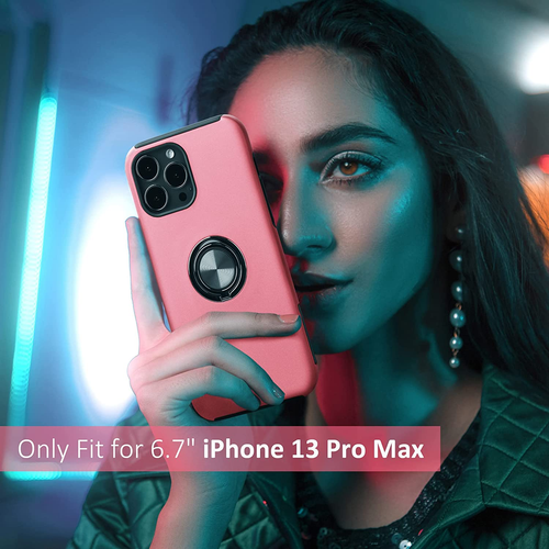 Slim Pink Case for iPhone 13 Pro – Rugged & Impact-Resistant Design + Ring Stand - Picture 3 of 8