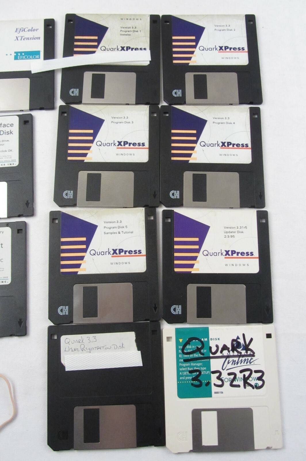 Disks Quark XPress 3.3, 3.31r5, 3.32r3, EFI Color XTension, Image IBM