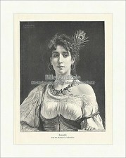 Esmeralda. Hennebique Maler Smaragd Edelstein Zigeunerin Feder Holzstich A 2465