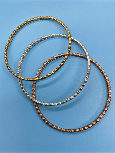 Gold, Rose, & Silver Three CZ Bangles 925 w/56 Faceted CZ Stones Each NWOT - Picture 14 of 14