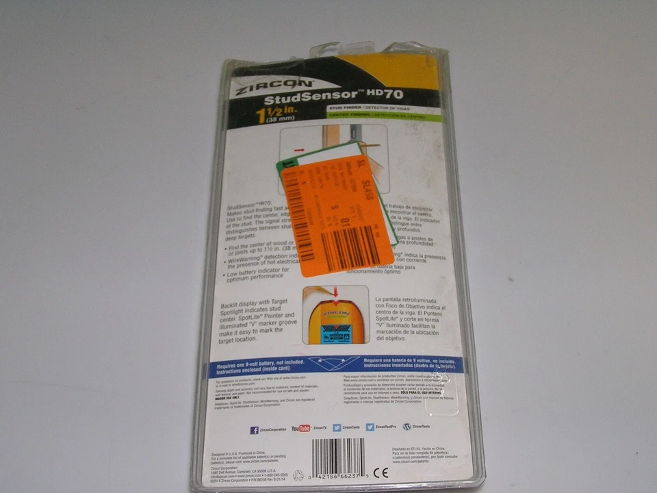 Zircon StudSensor HD70 Stud Finder 1 1/2” Wire Detection - Image 2 of 2