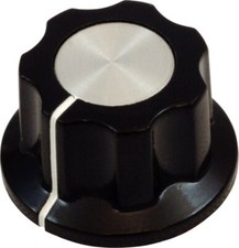 CE Pedal Knobs, Boss Style, Black with Silver Top, .78" diameter