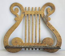 Vintage Brass Lyre Harp Sheet Music Partial Stand Shelf Art Deco Design, NO BASE