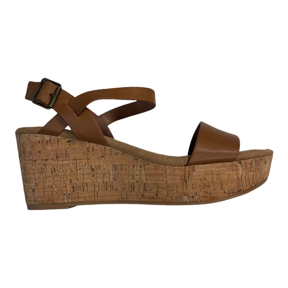 City Classified Brown Wedge Sandals Women 11 Ankle Strap Cork Buckle Open Toe - Image 3 of 4