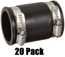 (20) P1056-150 Fernco 1-1/2" x1-1/2" Flexible Pipe Coupling Connector w Clamps