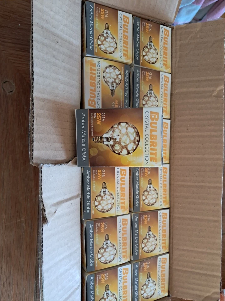 Bulbrite Pack of (12) 40 Watt Amber Marble Globe Finish G16 Candelabra - Image 3 of 4