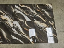 Gold & Black Lightening Marble Effect Polished Porcelain Tiles 60x60cm 40sqm