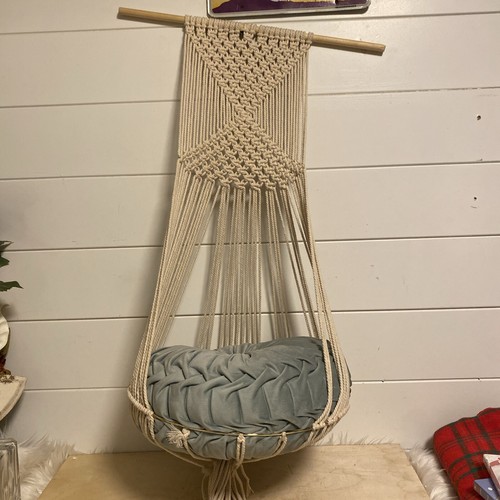 40” Cat Bed Kitty Hammock Macrame Cat Swing Bed Kitten Cage Cotton Rope Hanging