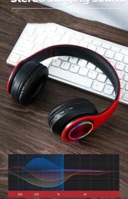 Gaming Wireless Kopfhörer Over Ear. Klarer Klang. Farben: SchwarzRot oder Schwarz