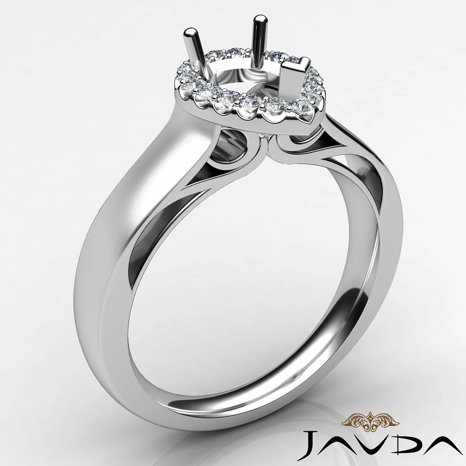 Filigree Lace Pear Diamond Engagement Halo Pave Setting Semi Mount Ring 0.20Ctw. - Image 3 of 4