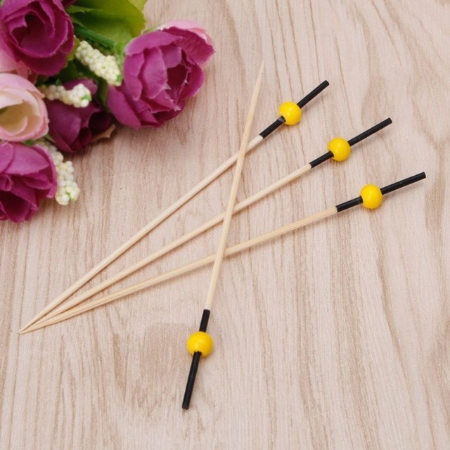 100PCs Bamboo Cocktail Sticks Fruit Picks Wedding Party Disposable