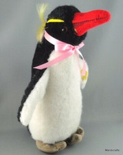 Steiff Peggy Penguin Fur Plush 27cm 11in ID Button 1976 Ear Tufts Vintage