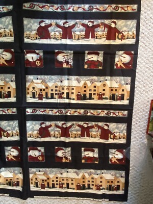 Frosty's Town Fabric Panel Kathy Schmitz For Moda Snowman Winter Christmas Snow