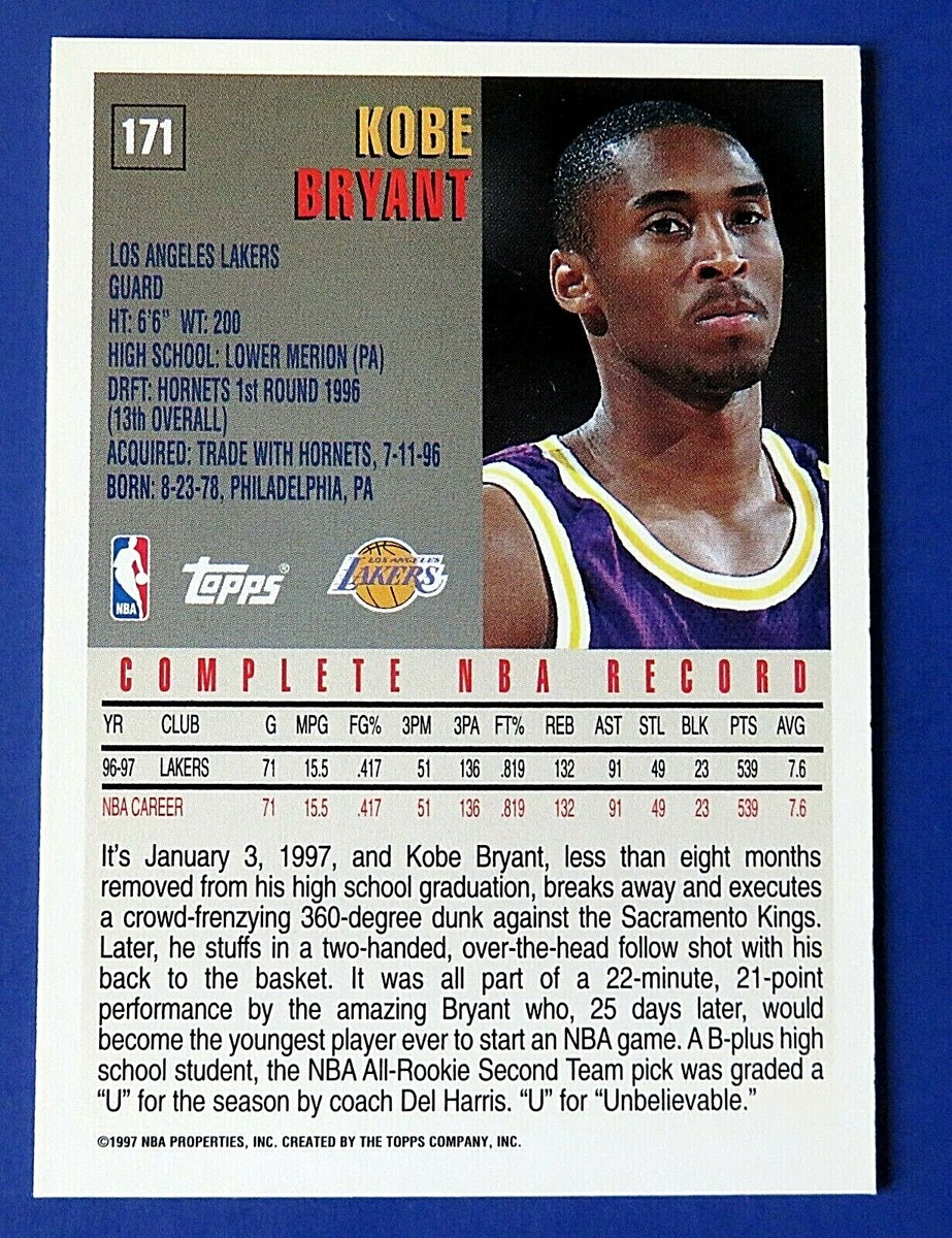 1997-98 Topps - Kobe Bryant #171 for sale online | eBay