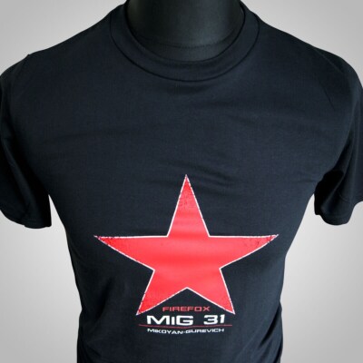 Firefox T-Shirt Retro Film Eastwood Russisch Sowjetisch UdSSR Jagdflugzeug Jet MiG