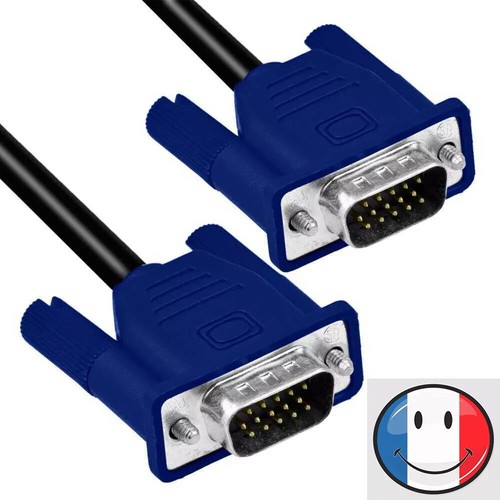 Câble VGA 1,5m Male / Male pour Ecran PC Moniteur TFT Vidéo Projecteur DB15 1