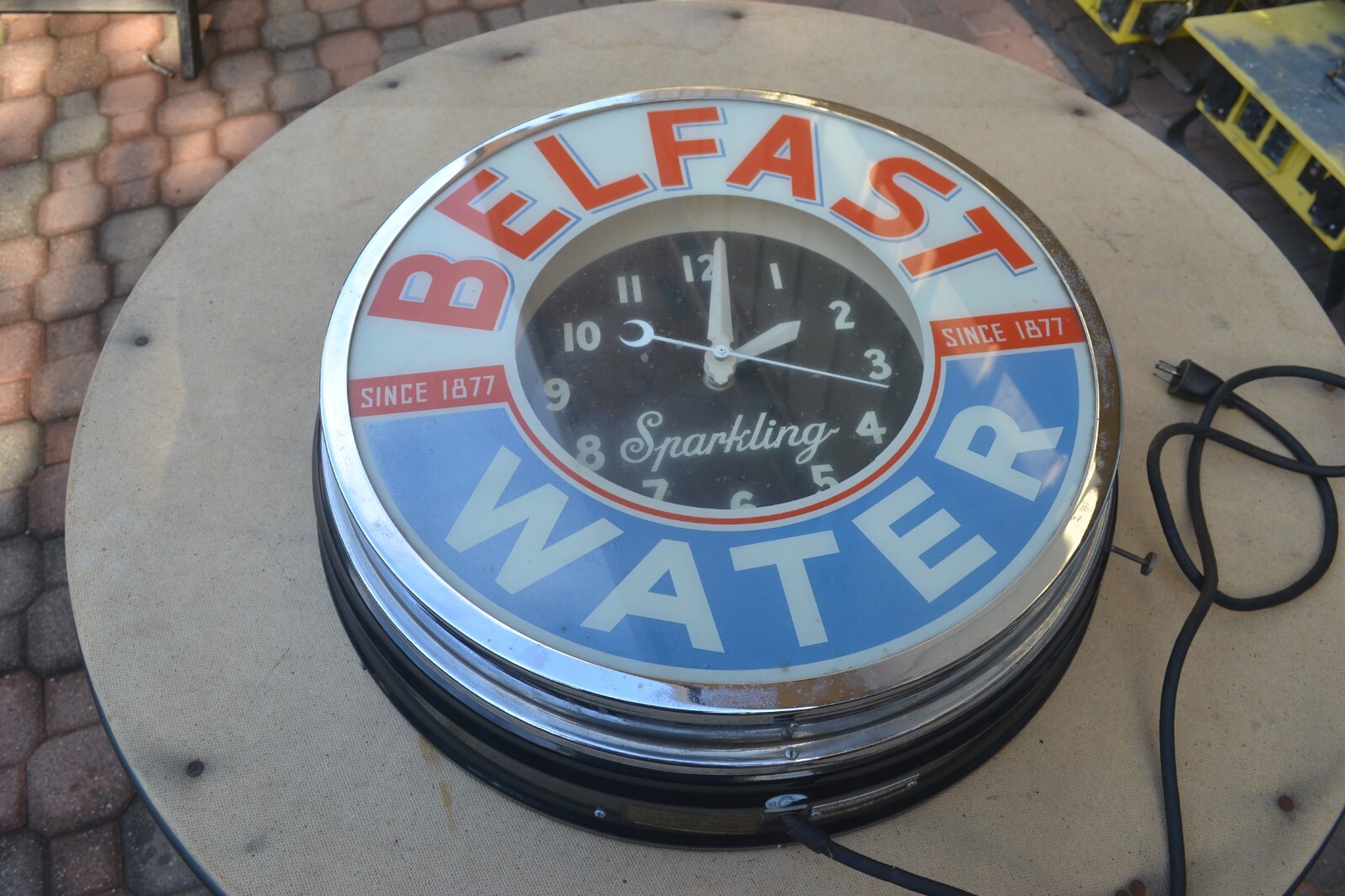 GLODIAL NEON CLOCK VINTAGE, BELFAST SPARKLING WATER VERY RARE 22