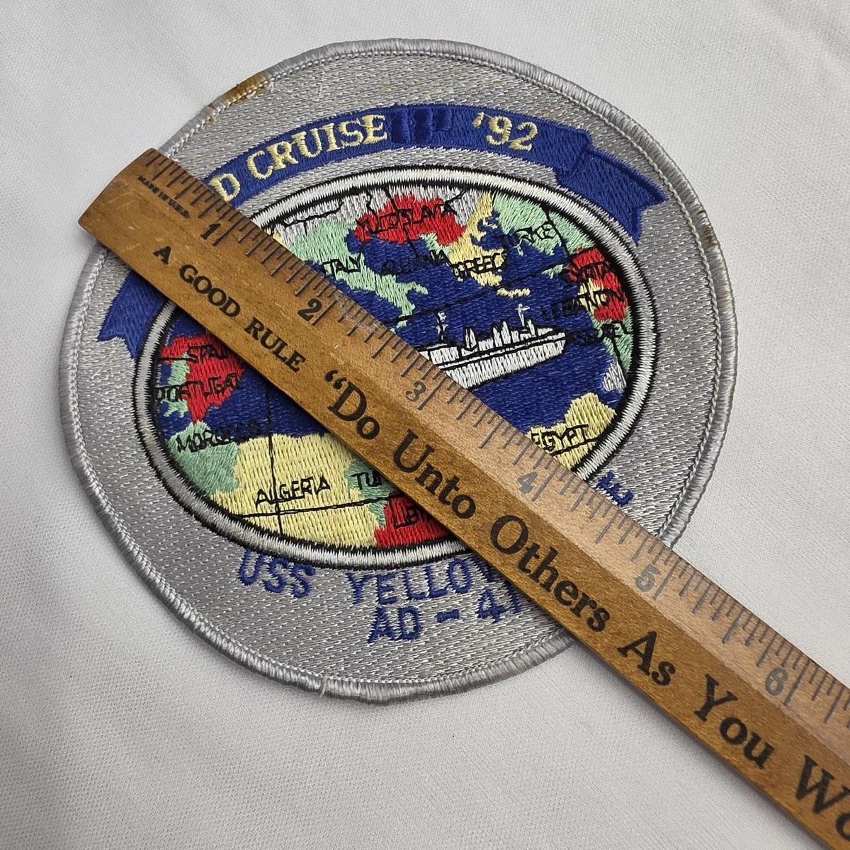 US Navy USS Yellowstone AD 41 Mediterranean Cruise Patch 1992 Vintage 5" Round