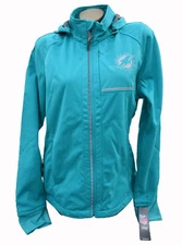 G-III Miami Dolphins NFL Soft Shell Jacket Women's Size L Hooded Aqua Coat, NWT