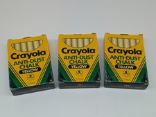Crayola Yellow Anti-Dust Chalk 1401 Lot of 3 Boxes Vintage 1988