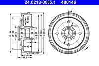 2X ATE Bremstrommel 24.0218-0035.1 FüR Daewoo Chevrolet Matiz M200 M250 LPG M100