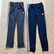 adidas Boys 3-Stripe sweat Pants14/16 Polyester one navy blue one dark grey  