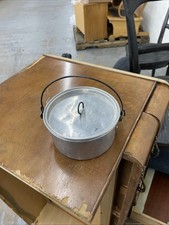 VINTAGE Camping Gear TIN PAIL W/ HANDLE & LID